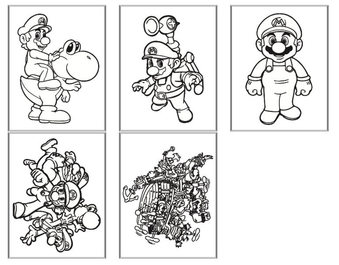 mario characters coloring page