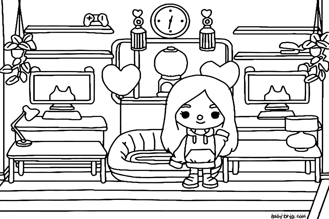Coloring Toca Boca Girl In The Living Room Coloring Toca Boca