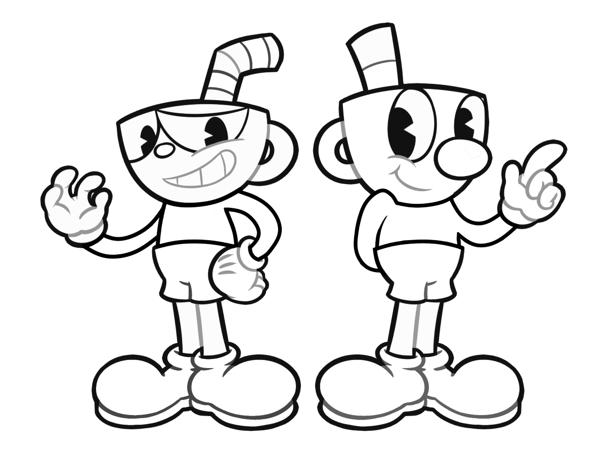 cuphead characters coloring pages
