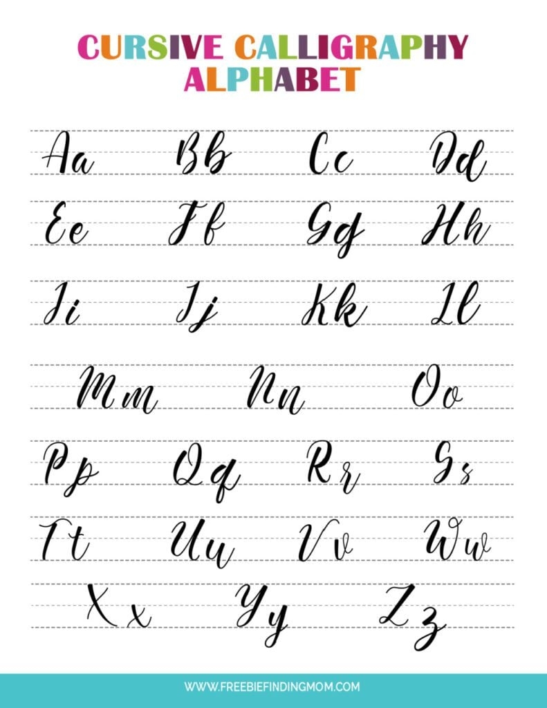 Cursive Calligraphy Alphabet Letter Printables