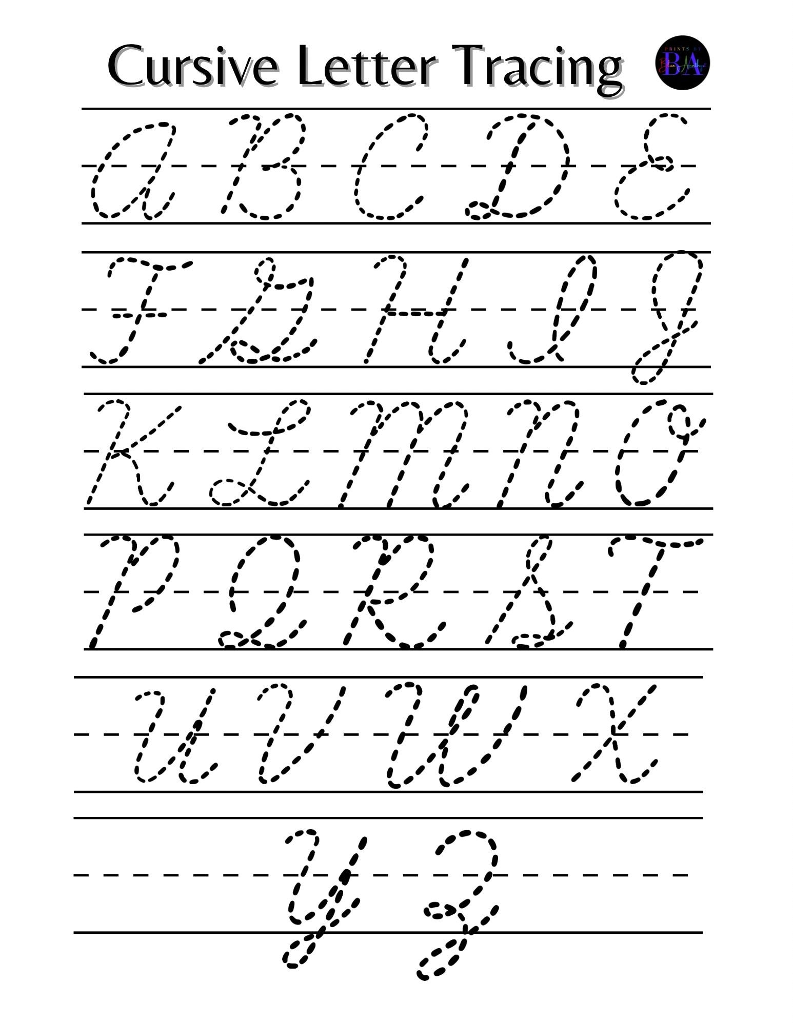 cursive alphabet tracing printable