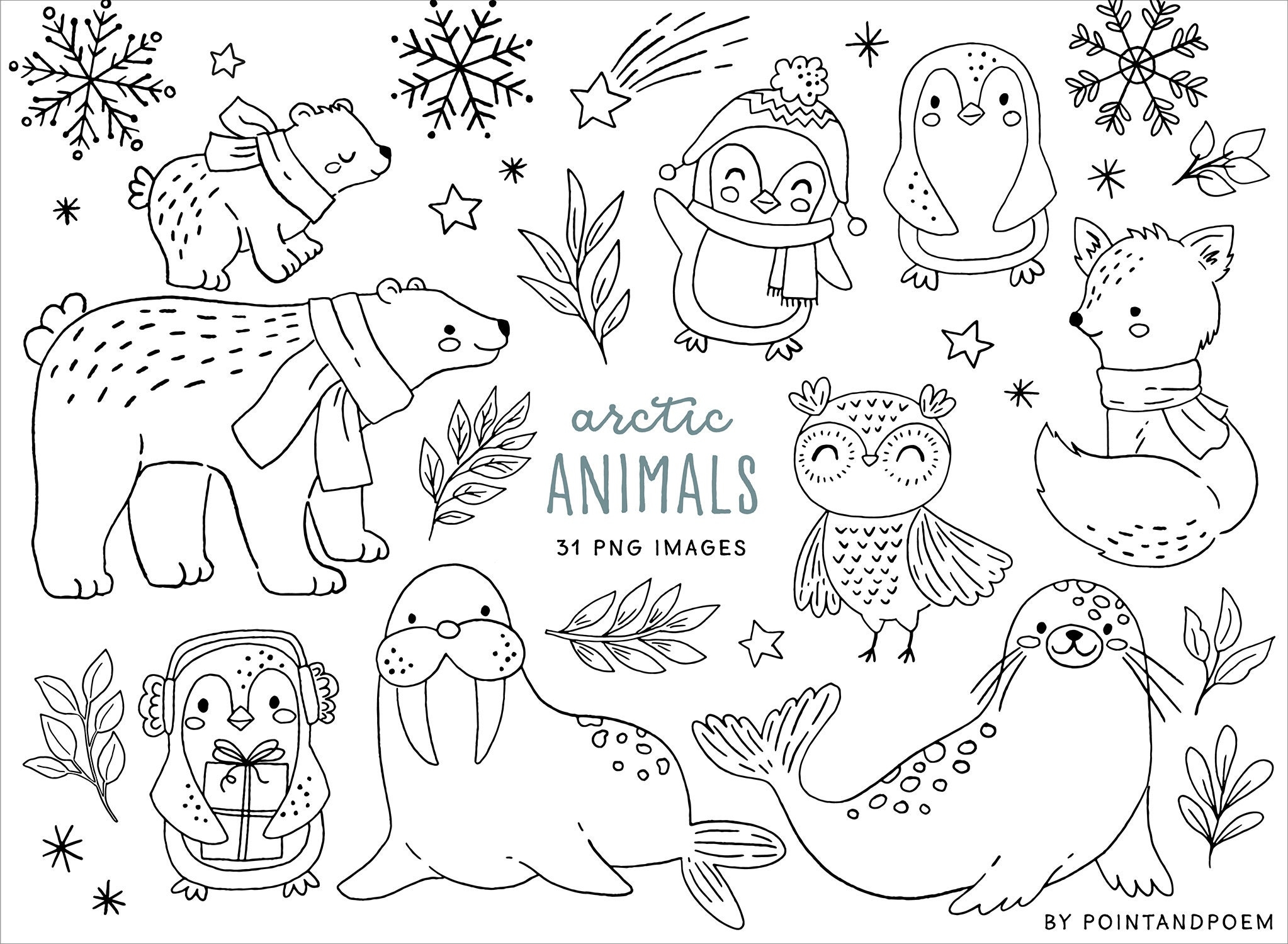 cute winter animal coloring pages