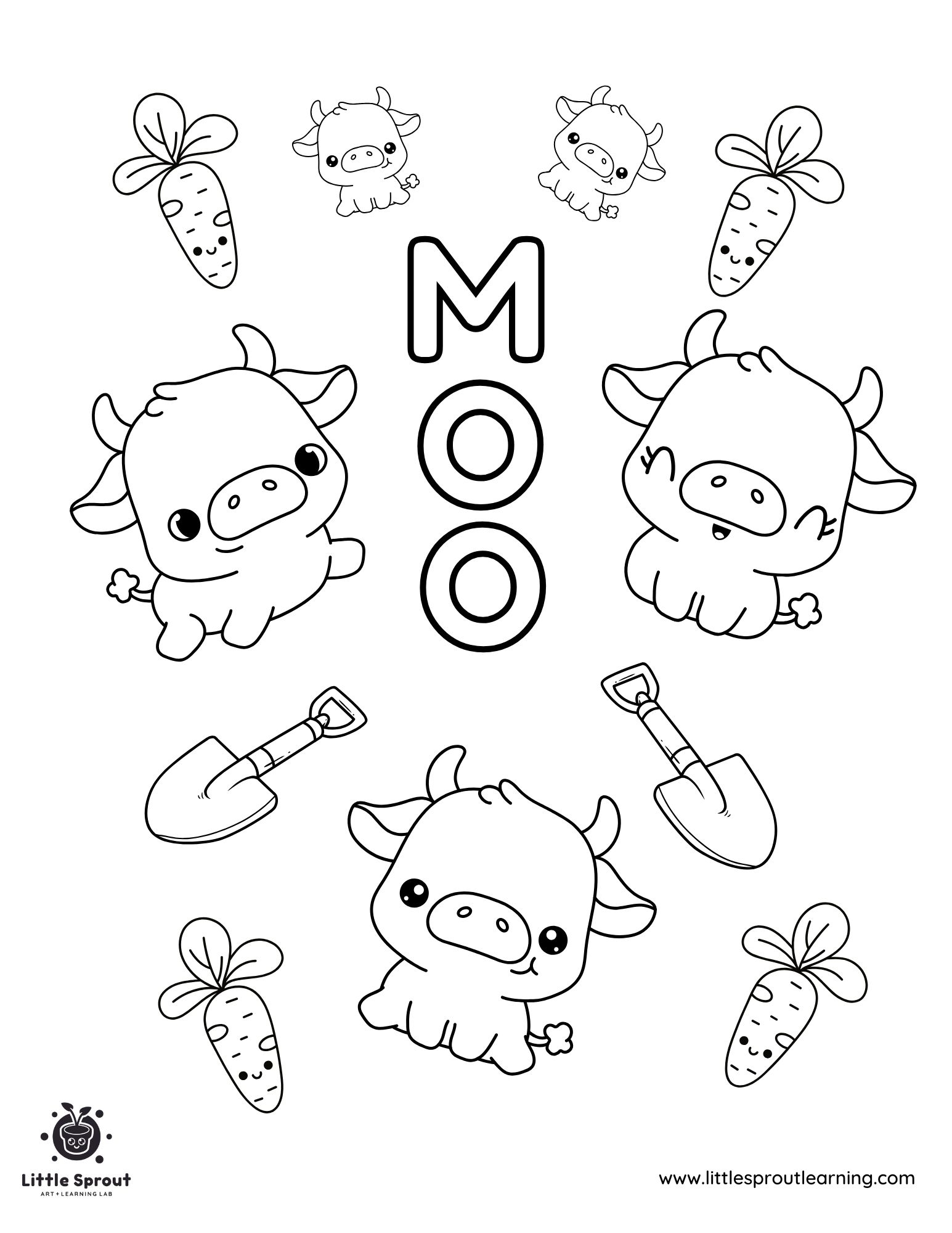 Cutest Kawaii Cow Coloring Page