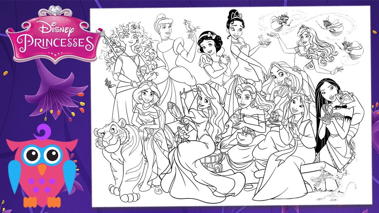 Disney Princesses All Together Part 2 Coloring Pages Coloring Book YouTube