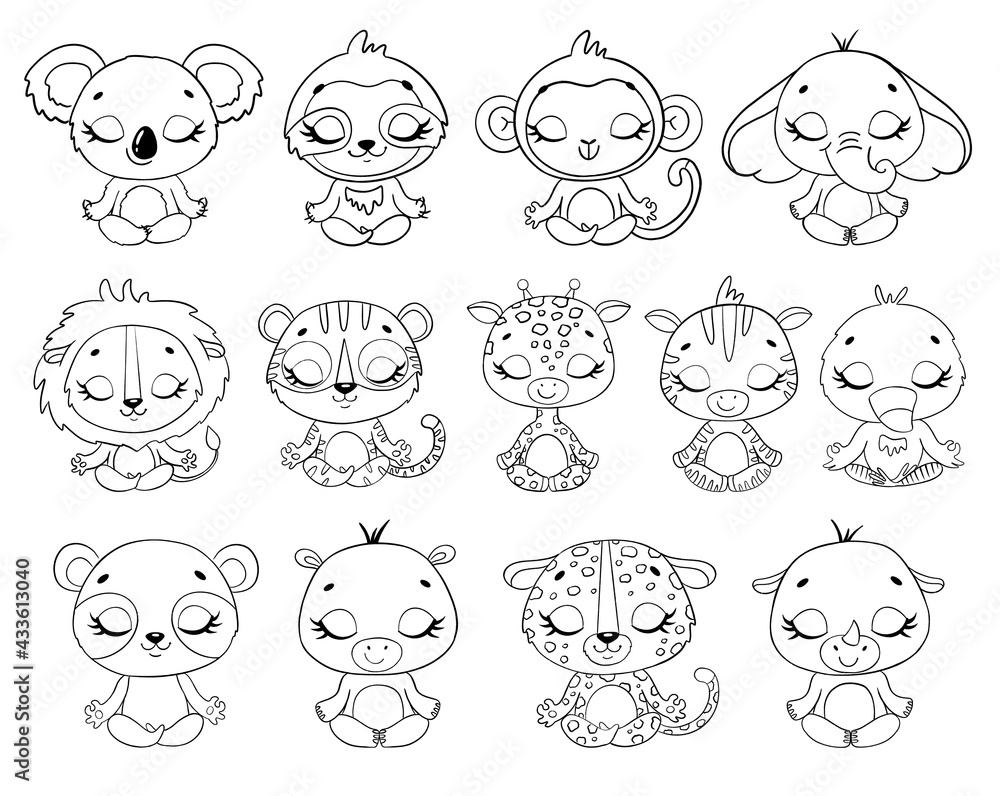coloring pages of cute cartoon animals