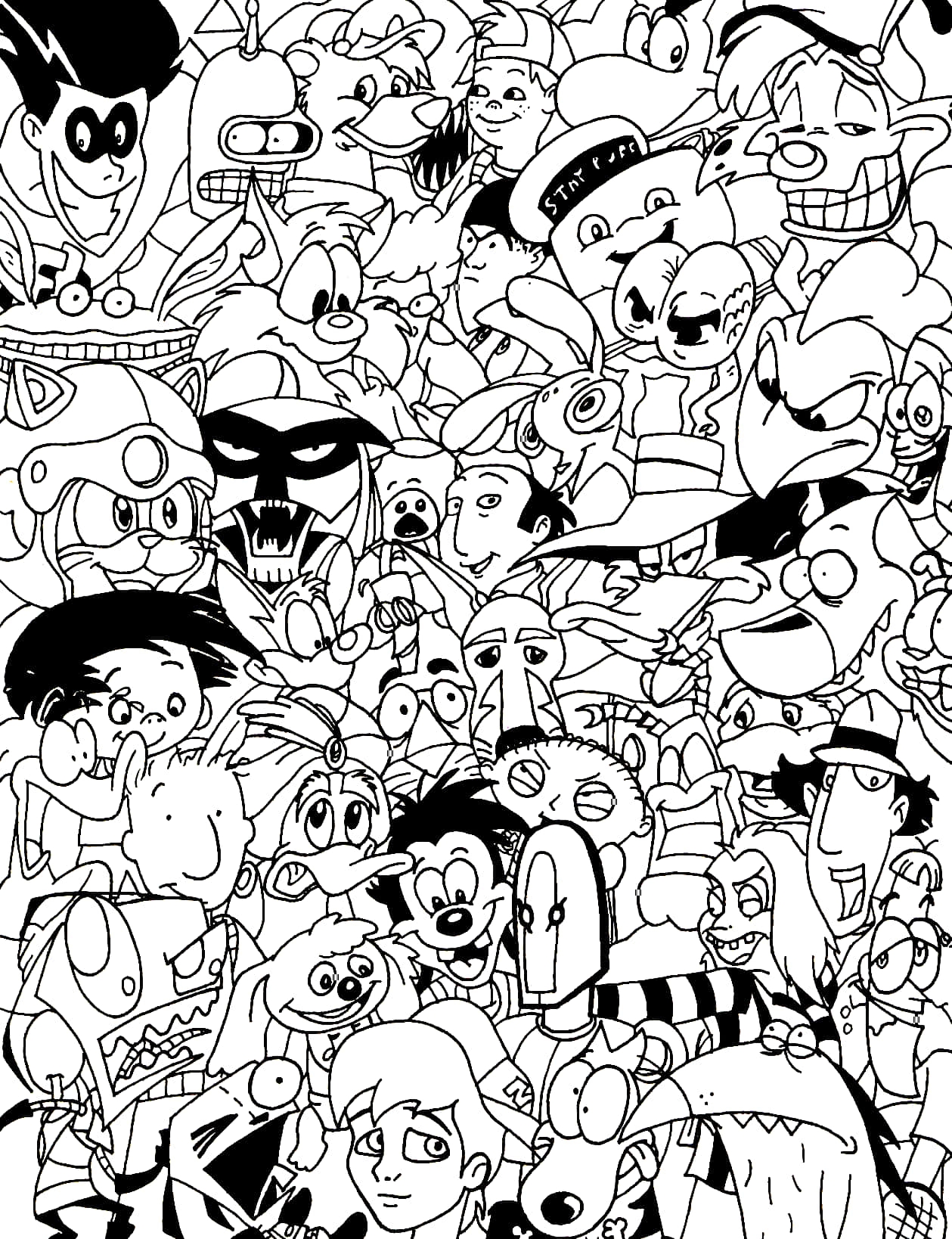 cartoon character coloring page