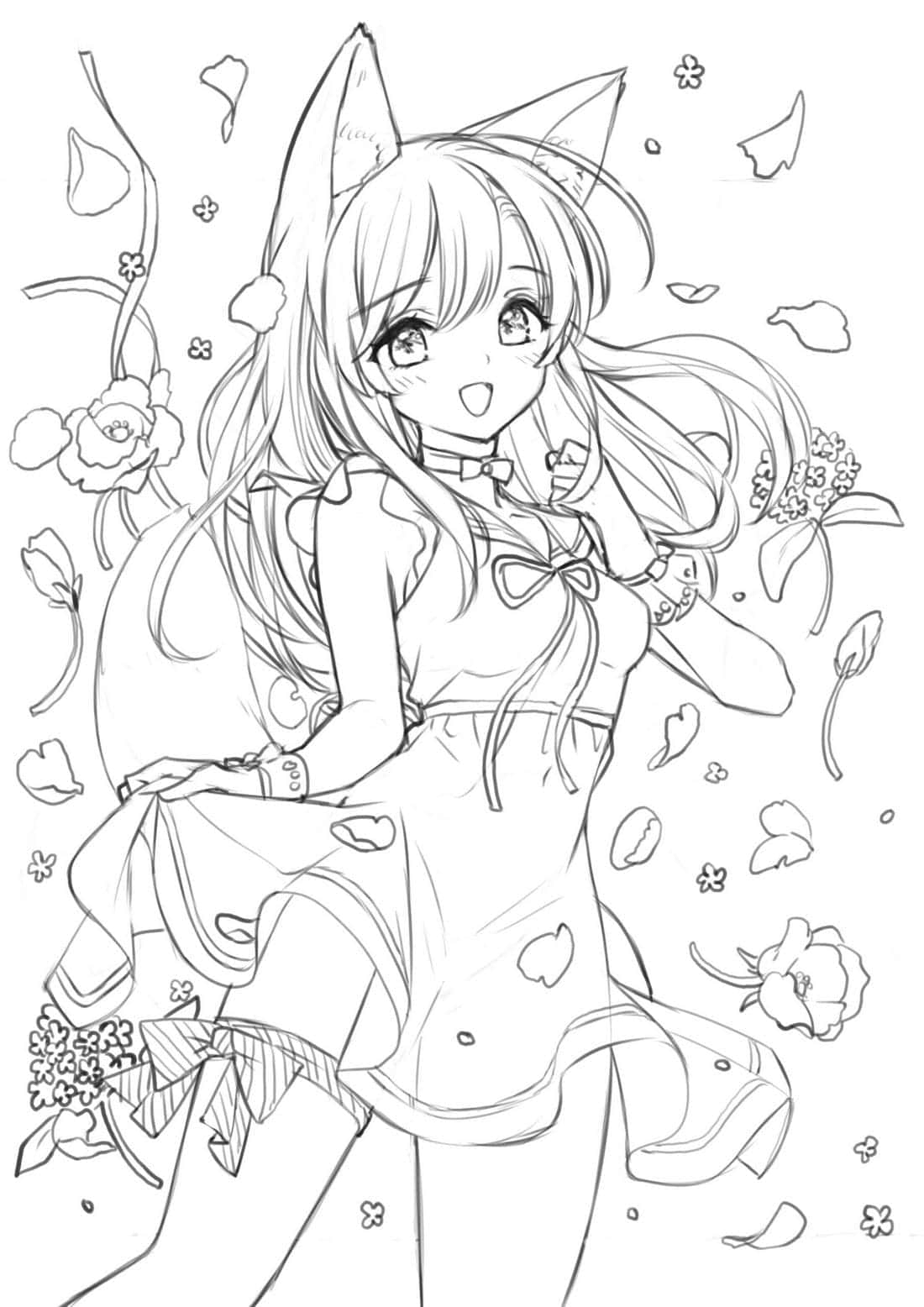 cute anime coloring page