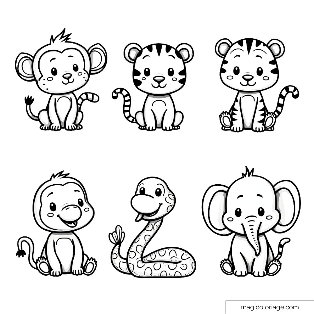 easy jungle animals coloring pages