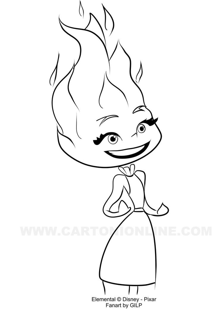 Ember From Elemental Disney Pixar Coloring Page