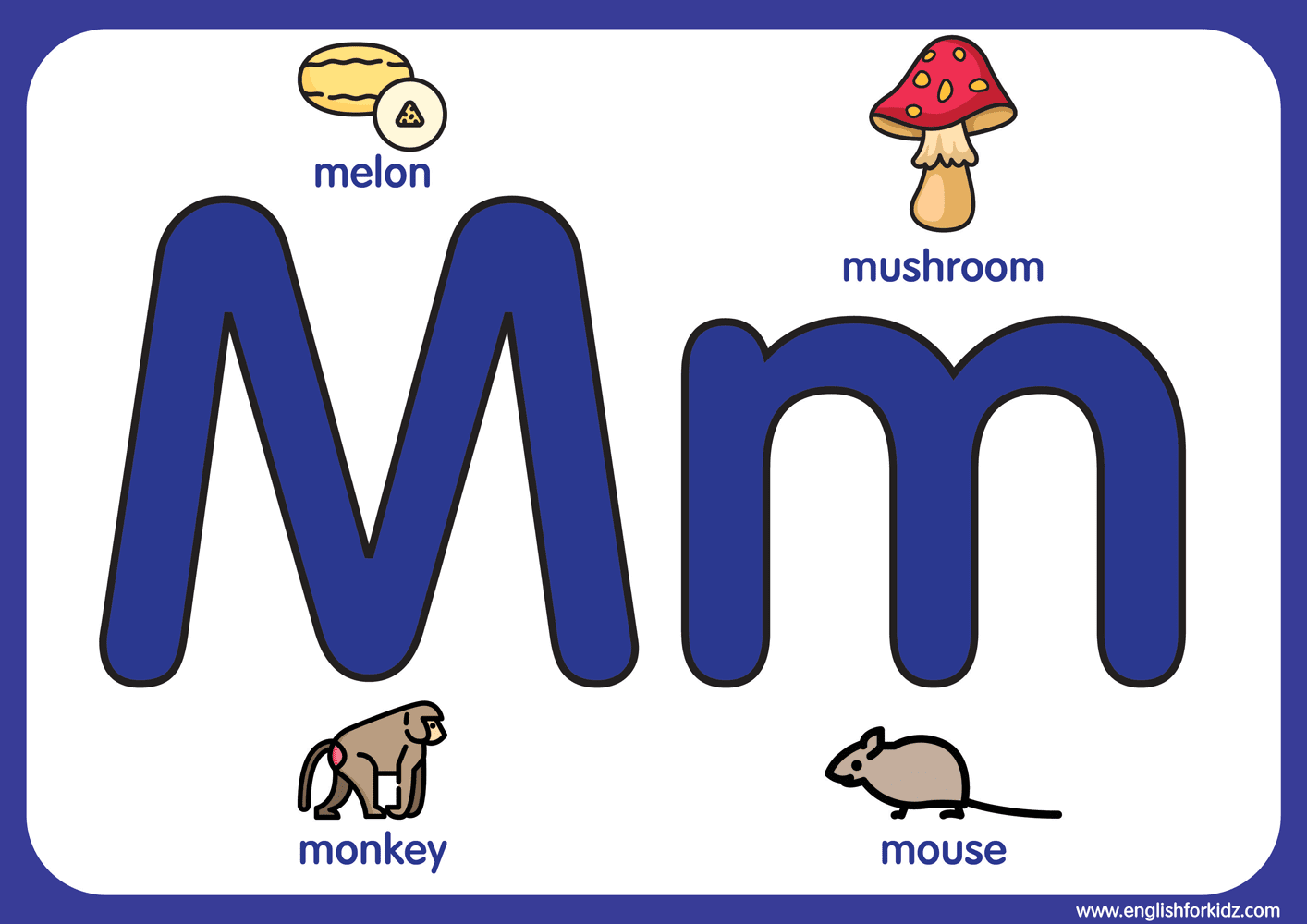 English For Kids Step By Step Letter M Worksheets Flash Cards Coloring Pages