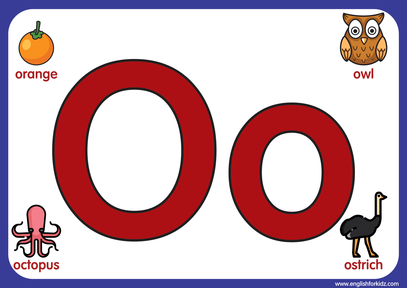English For Kids Step By Step Letter O Worksheets Flash Cards Coloring Pages