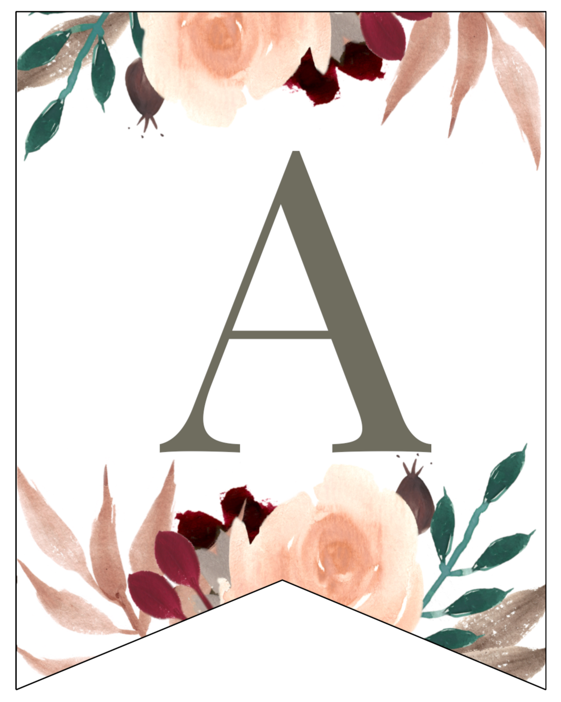 Fall Floral Alphabet Banner Letters Free Printable Paper Trail Design