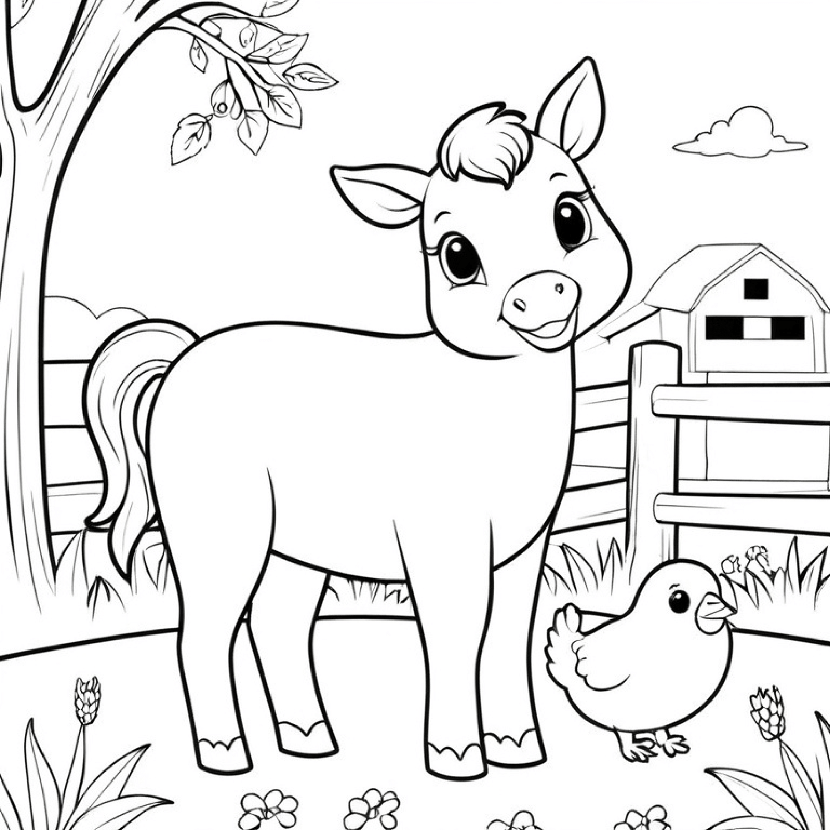 kindergarten farm animals coloring pages