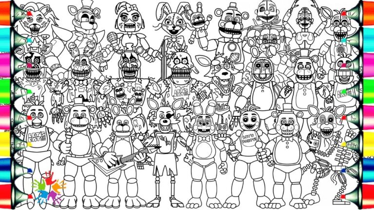 Five Nights At Freddy s Coloring Pages Mix How To Color All Main Characters From FNAF NCS Music YouTube
