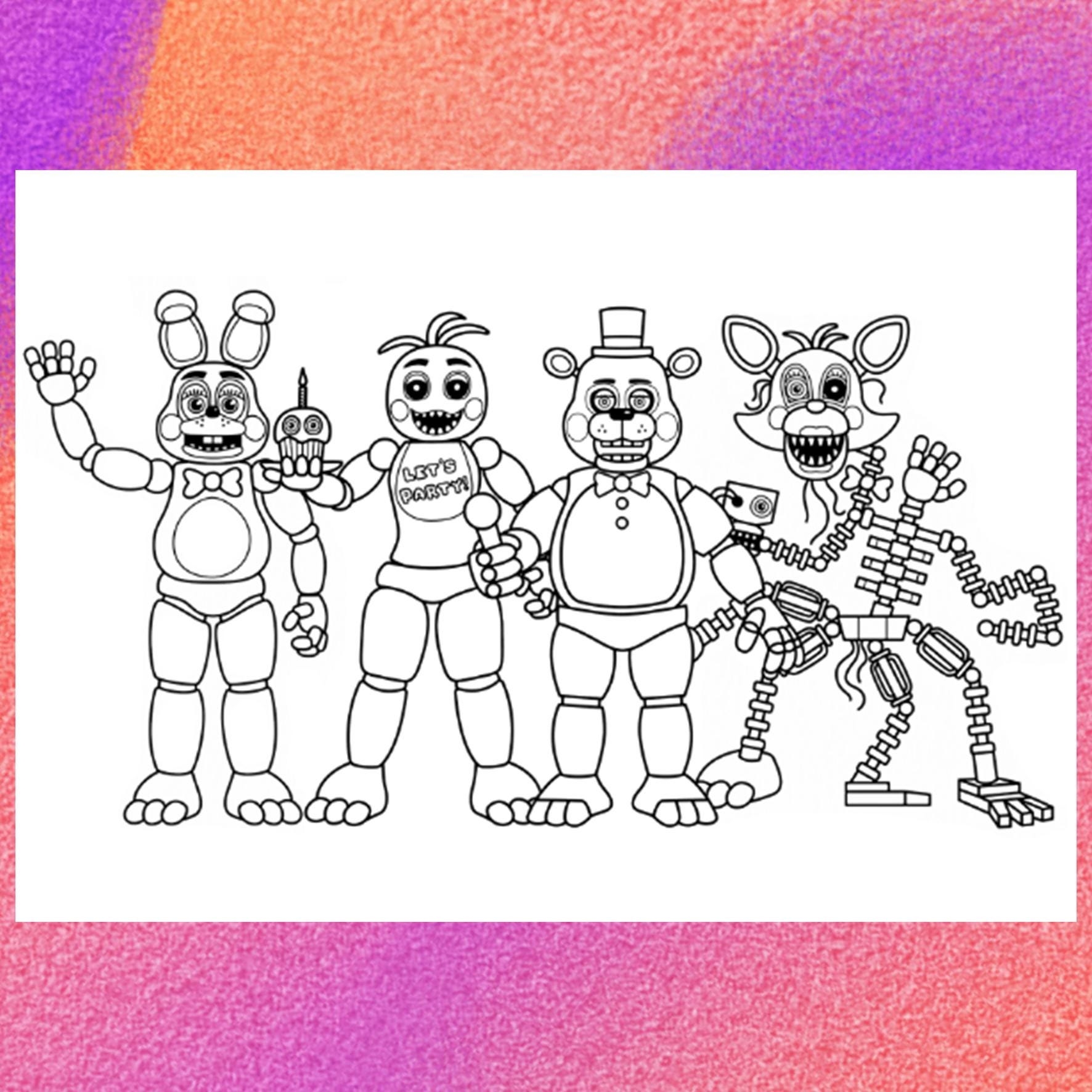 Five Nights Coloring Page 1 PNG And 1 PDF A4 Size For Personal Use Only Etsy