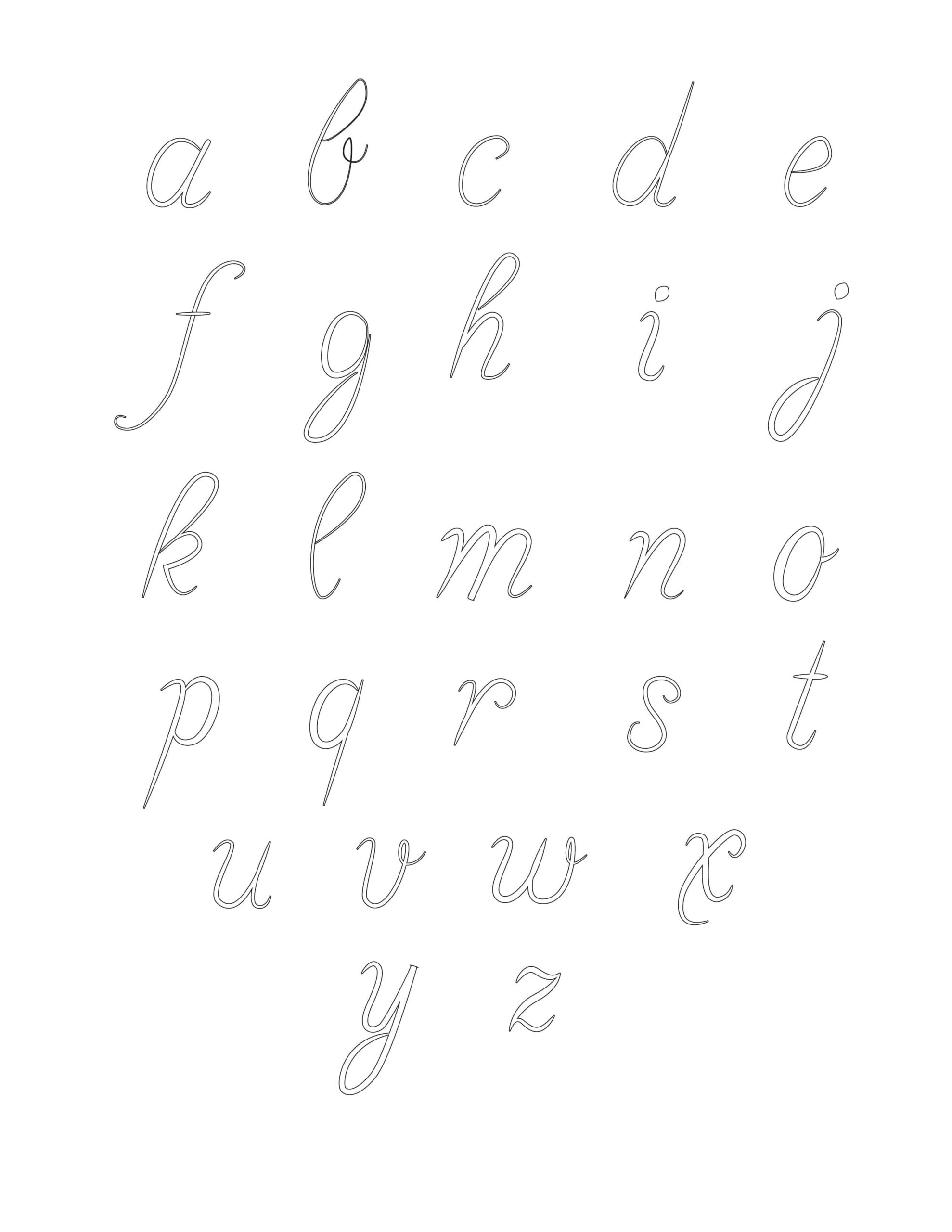 Free Calligraphy Letters Printable Lowercase Alphabet