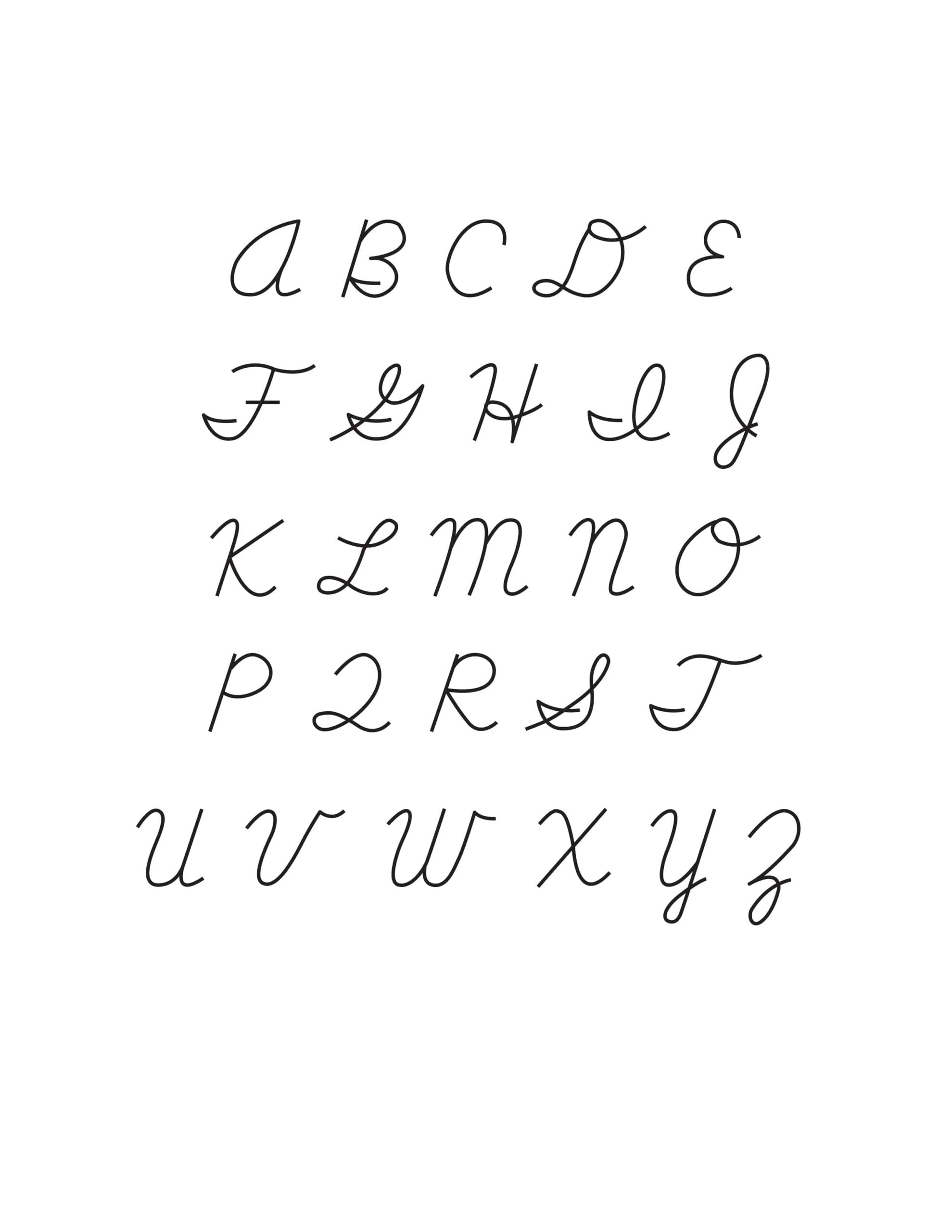 printable handwriting alphabet