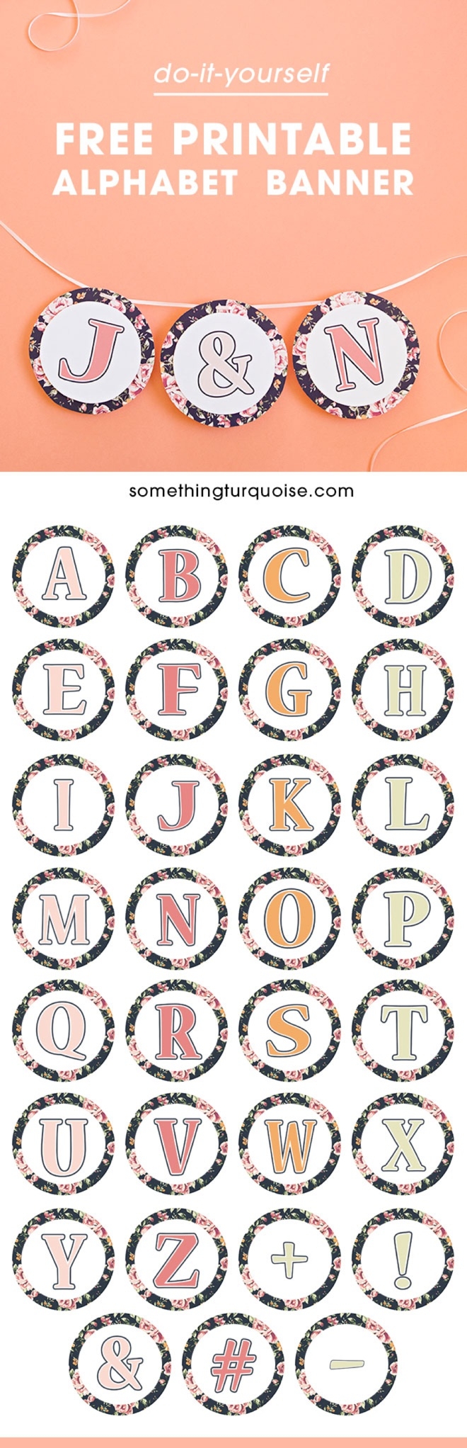 FREE Printable Floral Design Alphabet And Number Banner 