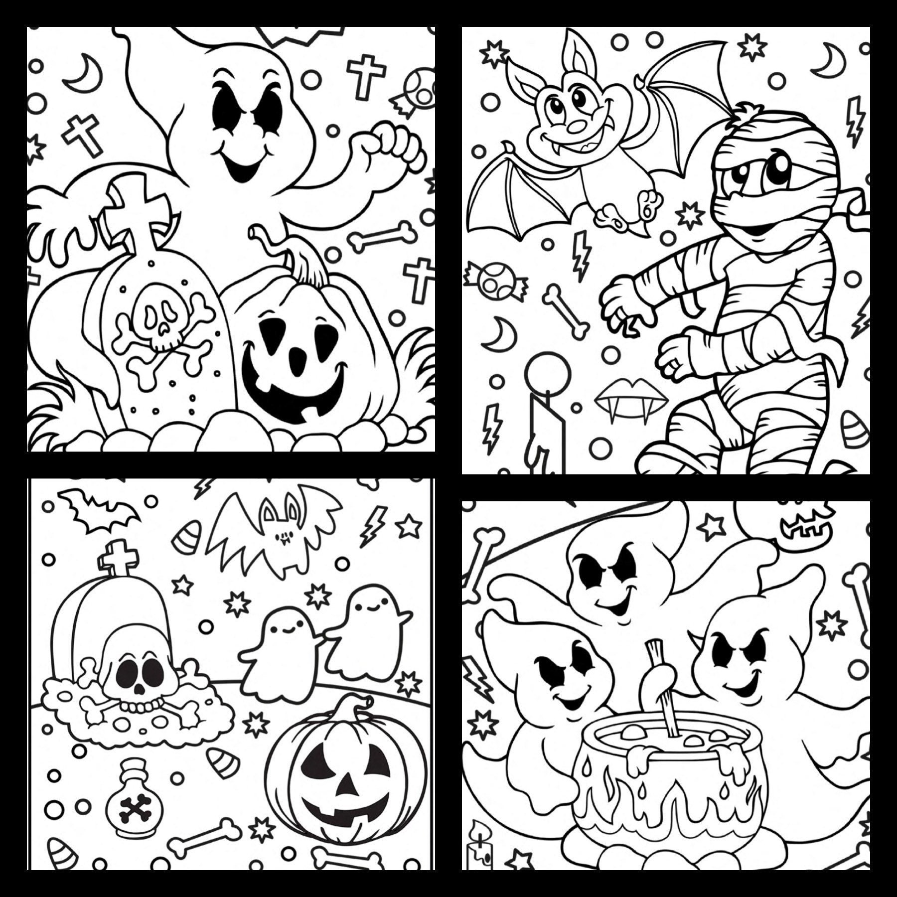 Halloween 50 Printable Coloring Pages instant Download holiday Coloring Sheets character Coloring cartoon Coloring Sheets Etsy