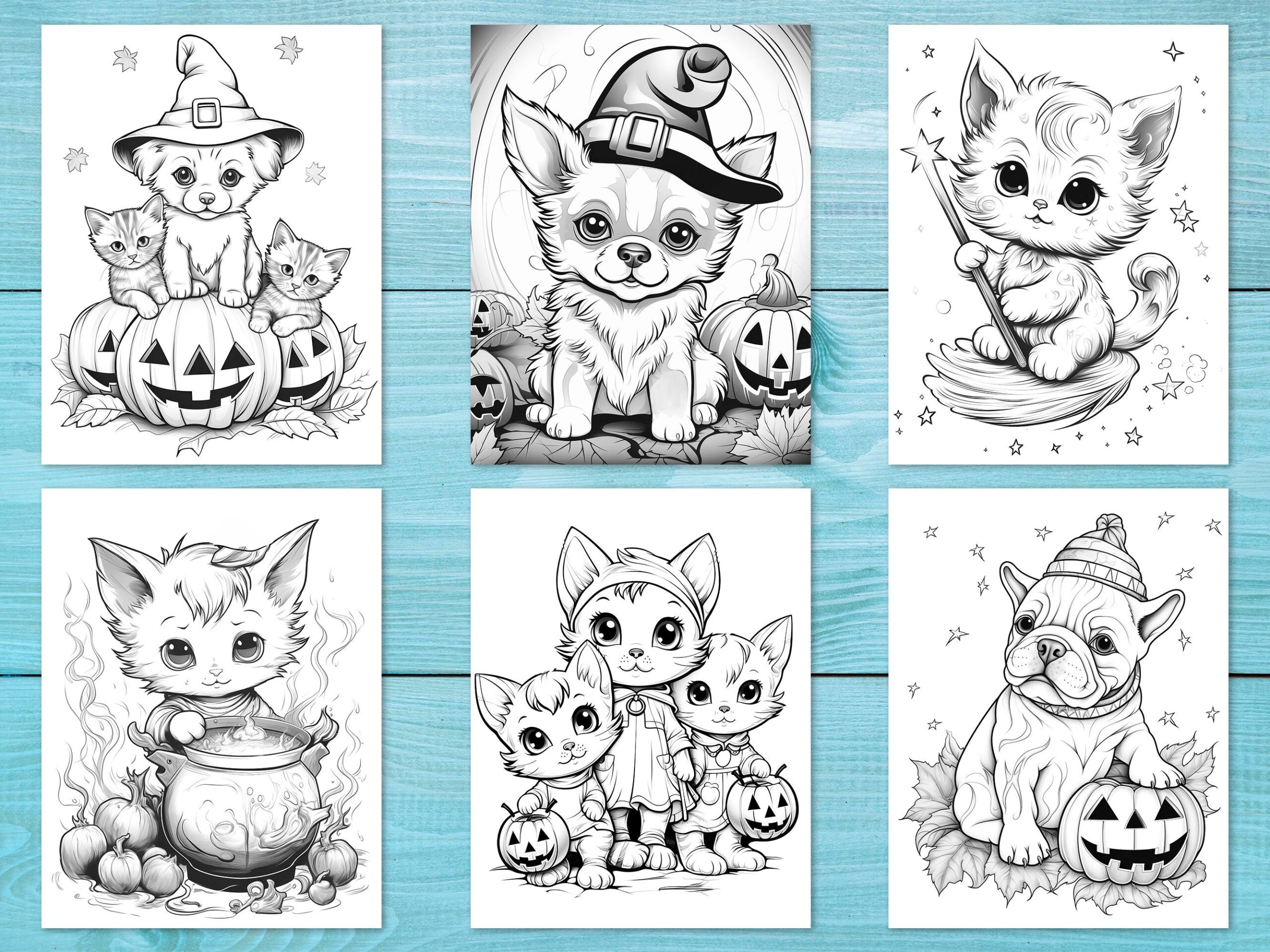 Halloween Animals Coloring Book 36 Printable Coloring Pages For Kids And Adults Halloween Puppy Coloring Page Instant Download Etsy