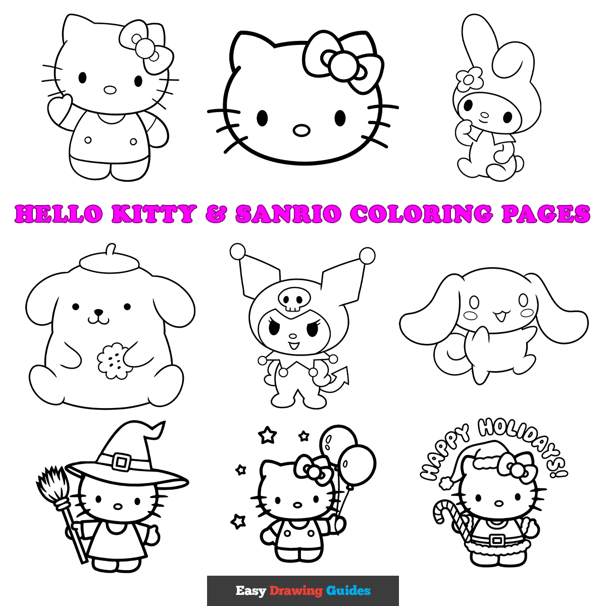hello kitty sanrio characters coloring pages