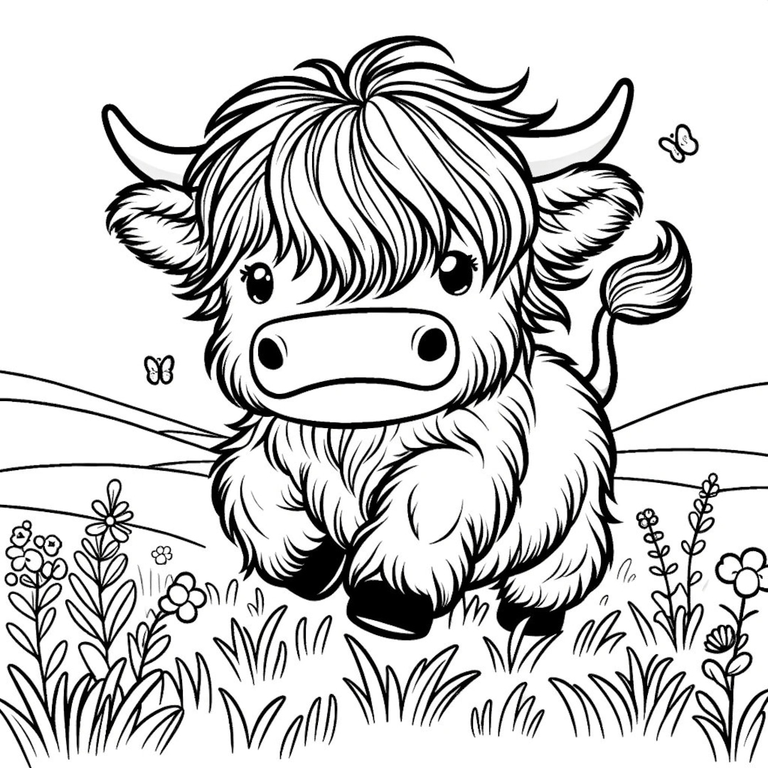 Highland Cow Coloring Pages 20 Cute Farm Animals digital Download Etsy