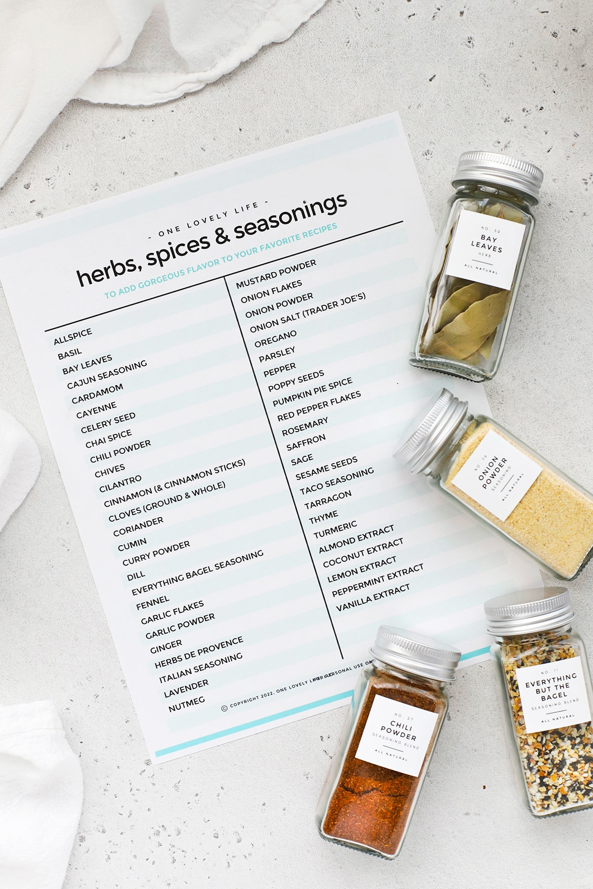 How To Organize Spice Jars Free Printable One Lovely Life