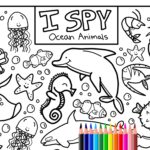 I Spy Ocean Animals Coloring Page Printable Download Colouring Page Kids Search Activity Printout Cute Cartoons Sea Creature Doodles Etsy