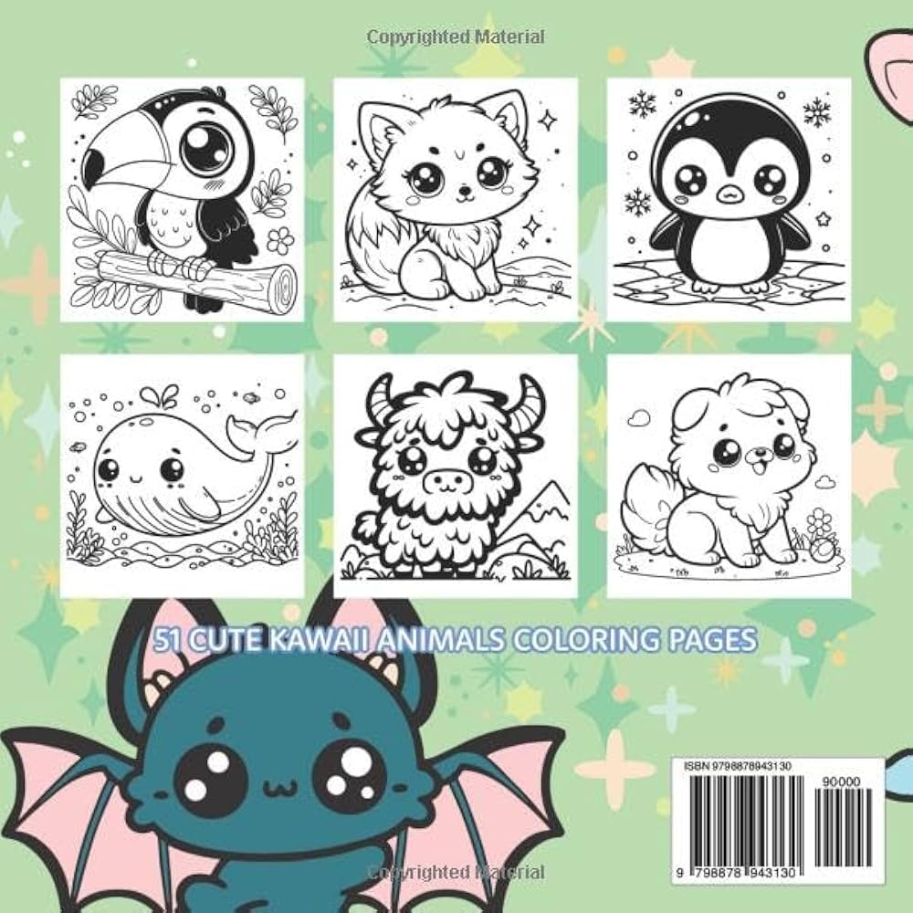 KAWAII Animals Coloring Book More Than 50 Cute Coloring Pages For Kids And Adults Relax Learn And Color Animals From Around The World KAWAII Coloring Book Pixels Itsy Bitsy Huckleberry Olive 9798878943130 