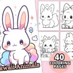 Kawaii Animals Coloring Pages For Kids And Adults Kawaii Coloring Book Printable PDF Kawaii Coloring Sheets Animal Coloring Pages Etsy