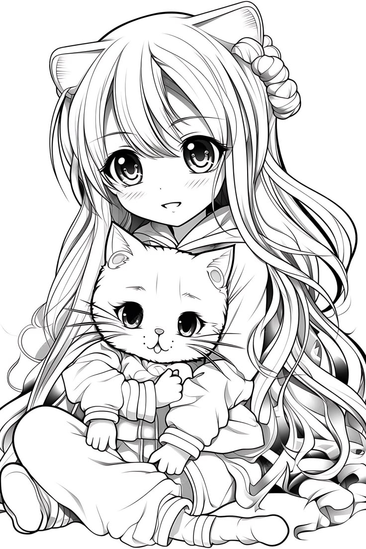 Kawaii Coloring Page Premium AI generated Vector