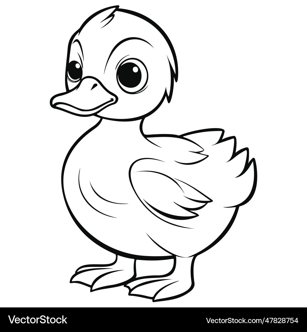 Kawaii Duck Coloring Page Royalty Free Vector Image