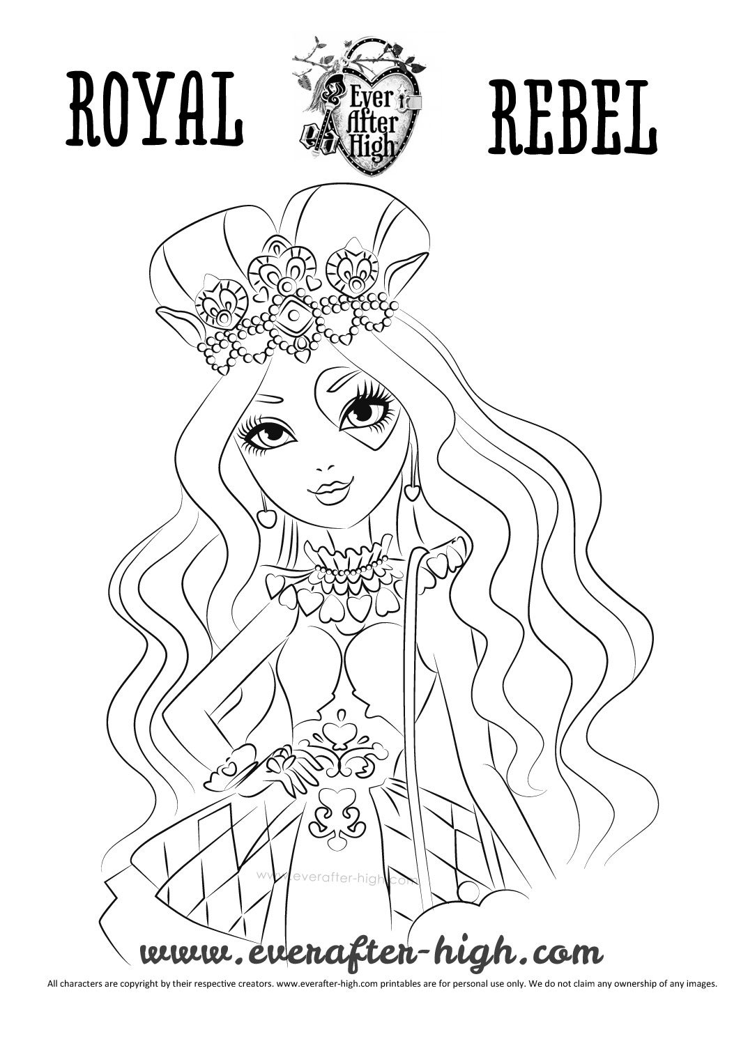 ever after high characters coloring pages