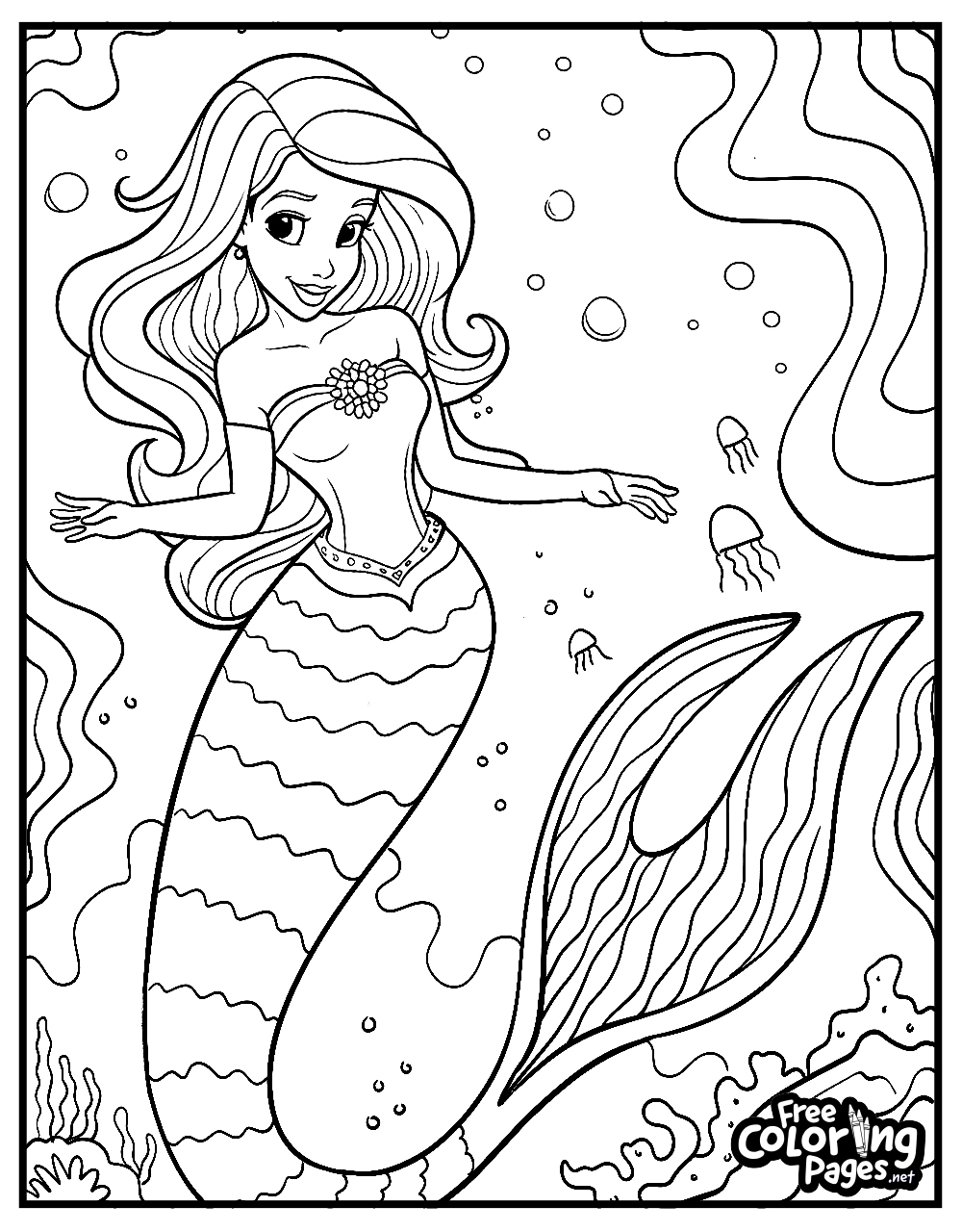 Mermaid Coloring Pages Ariel Coloring Pages FreeColoringPages