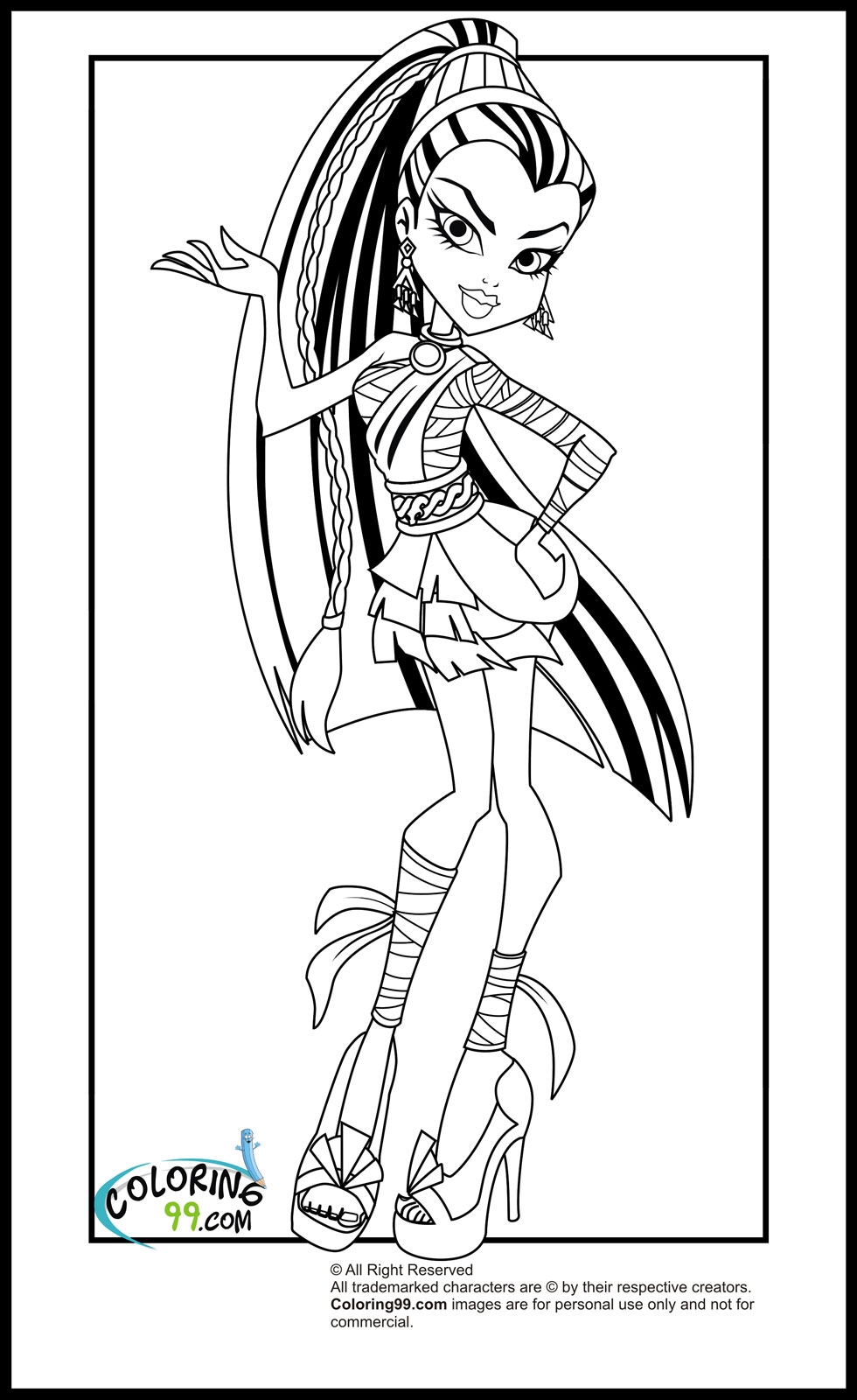 coloring pages of monster high characters