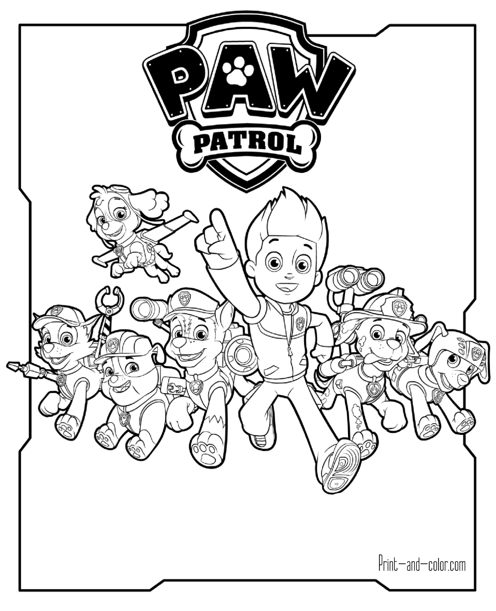 paw patrol characters coloring pages printable
