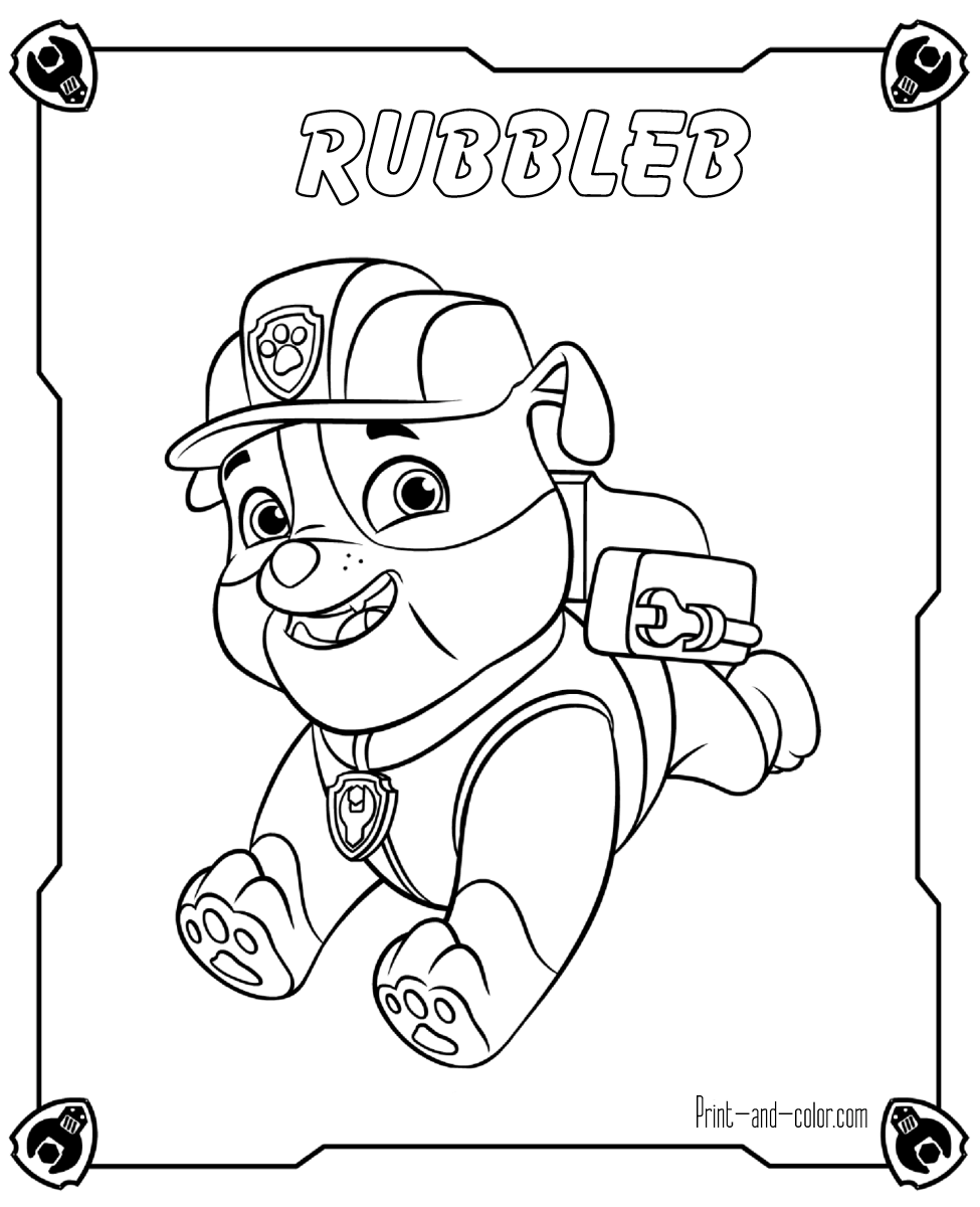 paw patrol characters coloring pages
