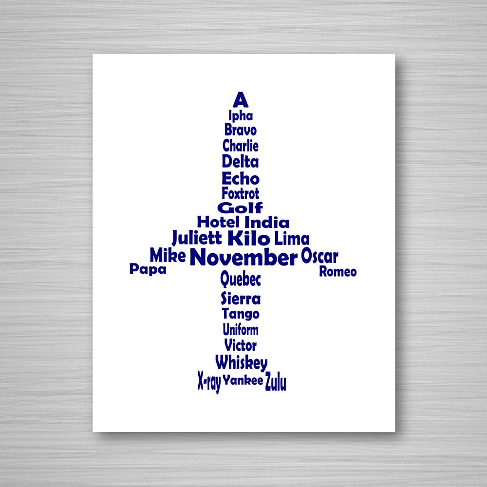 Phonetic Alphabet Airplane Printable Art Digital Download Wall Art Navy Blue Aviation Printable 8x10 Airplane Art Etsy
