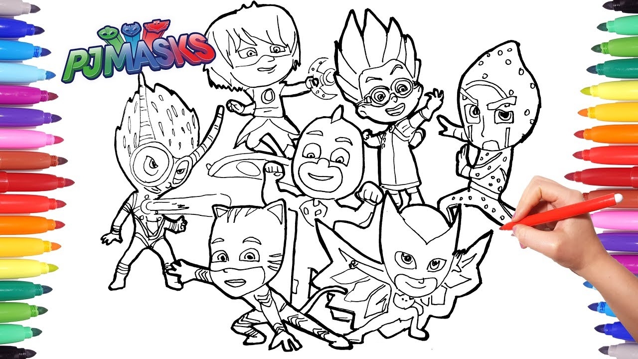 pj masks all characters coloring pages