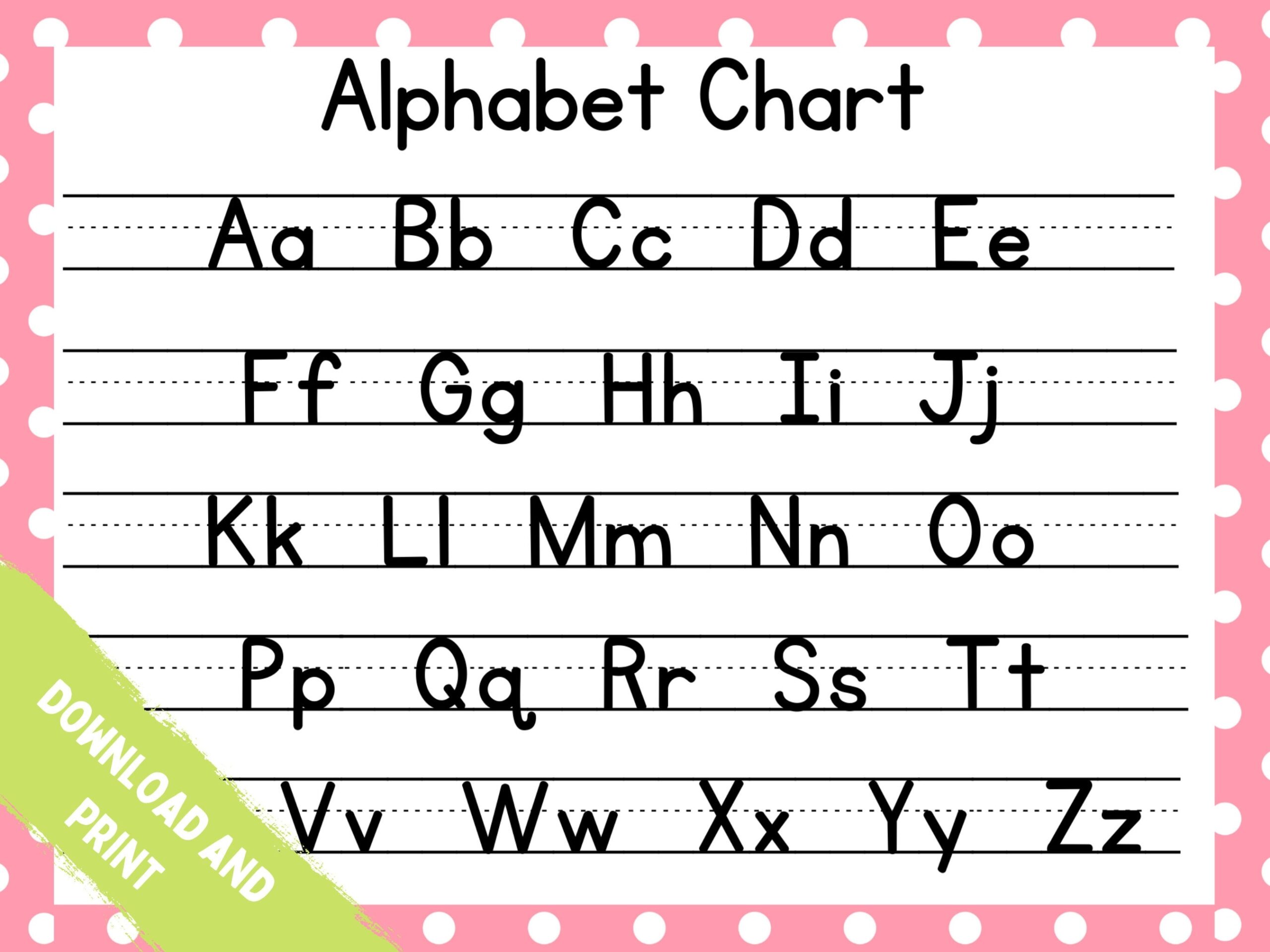 alphabet list printable