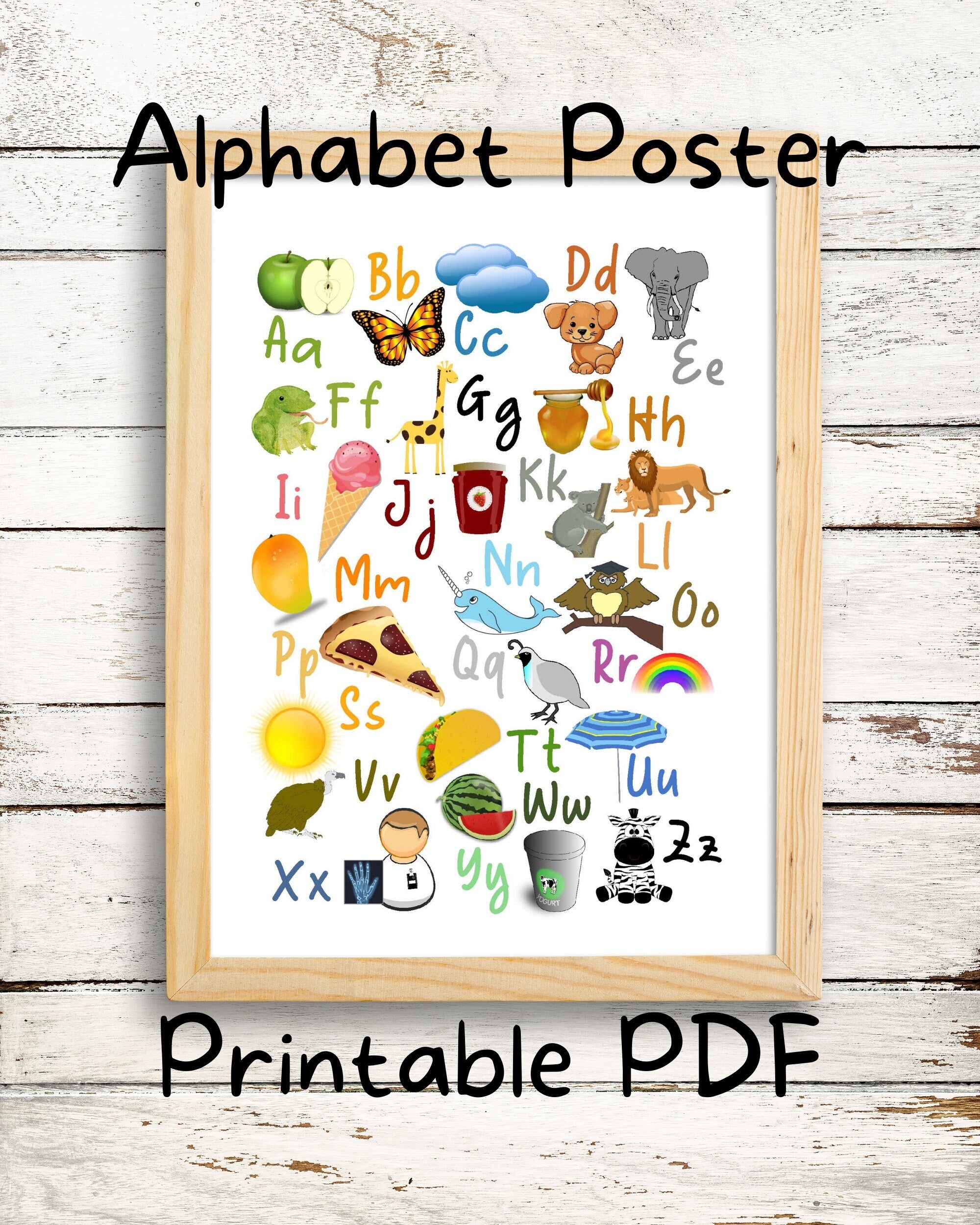 Printable Alphabet Chart ABC Poster Educational Instant Download PDF 8 5 X 11 Inch Etsy