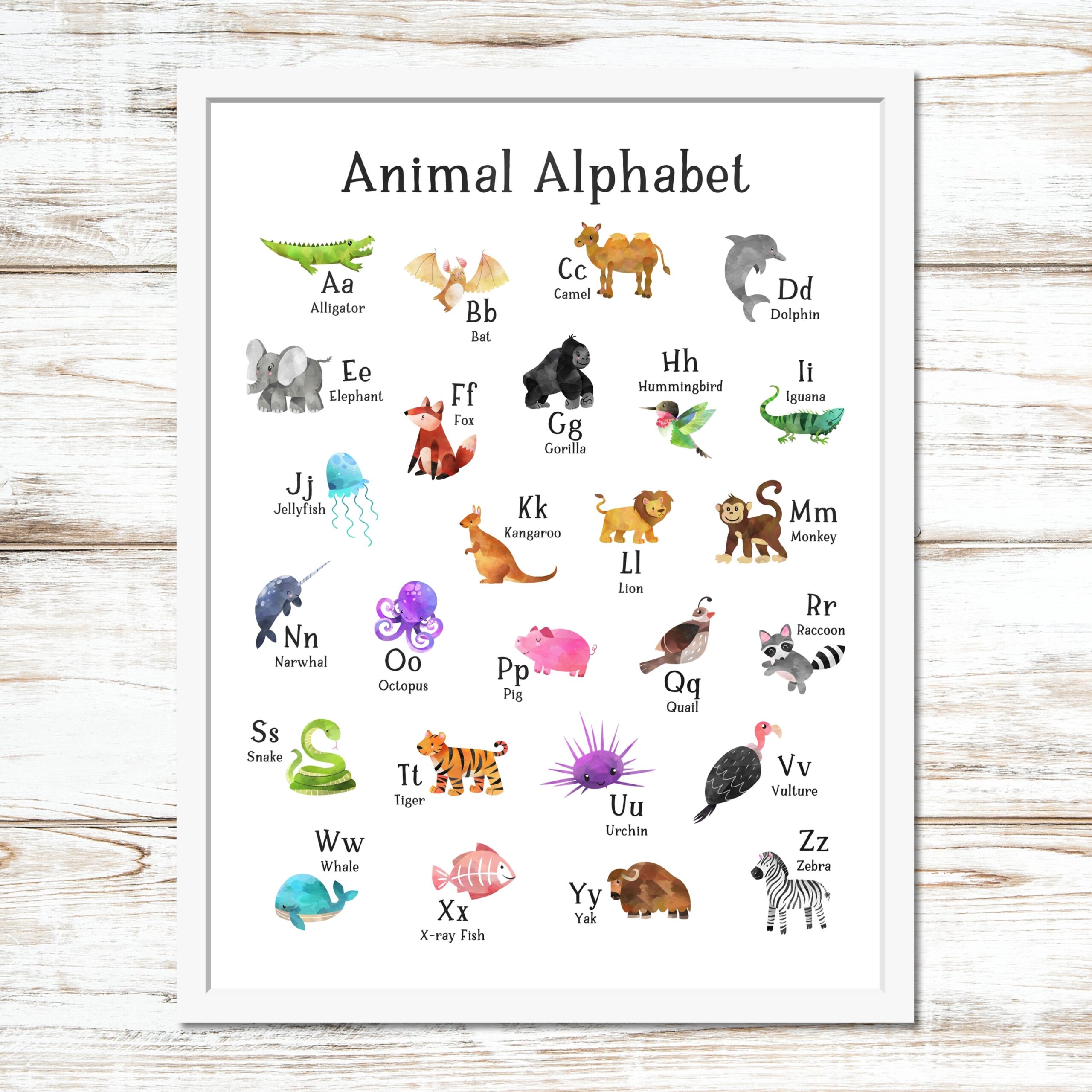 Printable Animal Alphabet Poster Alphabet Poster Printable Alphabet Poster Cute Alphabet Animal Alphabet Printable Animal Poster Etsy