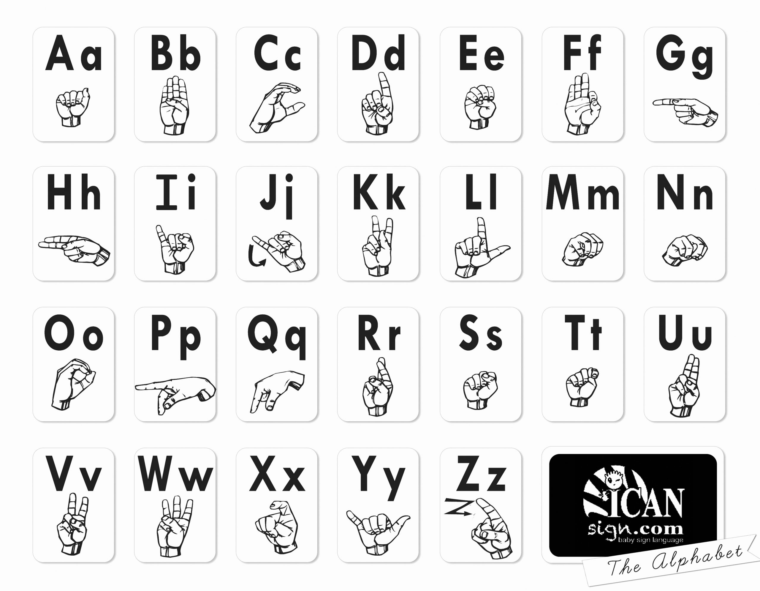 asl alphabet printable free
