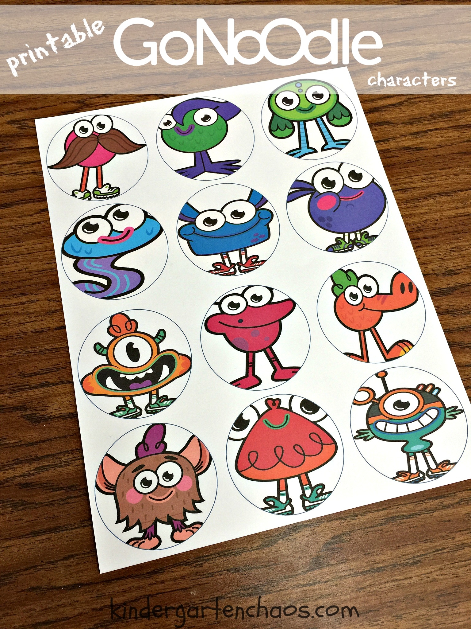 Printable GoNoodle Characters Kindergarten Chaos