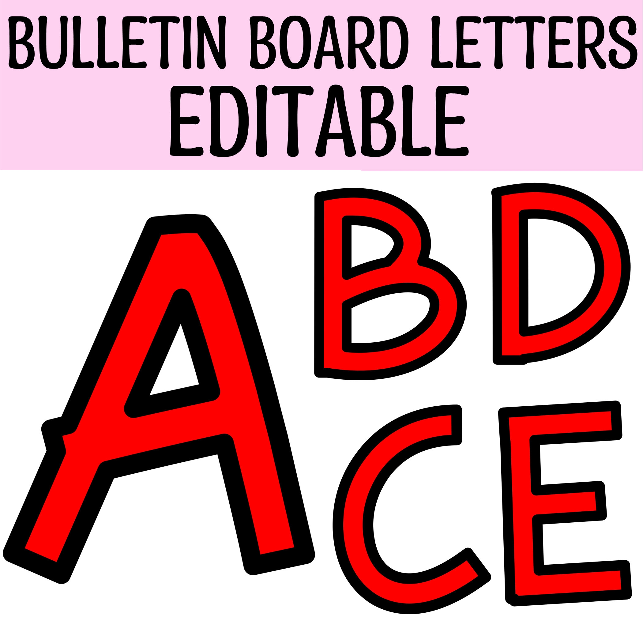Printable Large Red Bulletin Board Alphabet Letters Large Alphabet Letters School Board Alphabet Letters Office Board Letters Etsy
