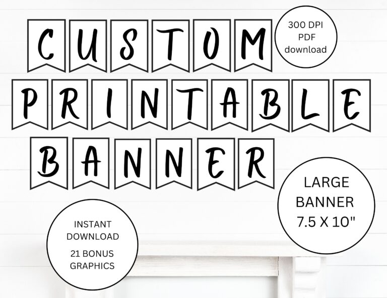 Printable PDF BANNER Printable Alphabet Letter Banner Printable Swallowtail Banner Bunting Banner Black And White Banner A Z Banner Etsy