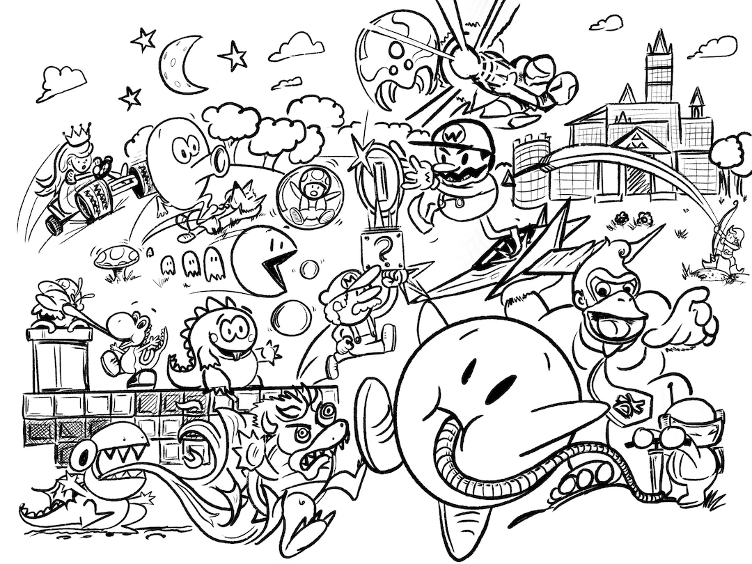 Printable Video Game Coloring Page Etsy