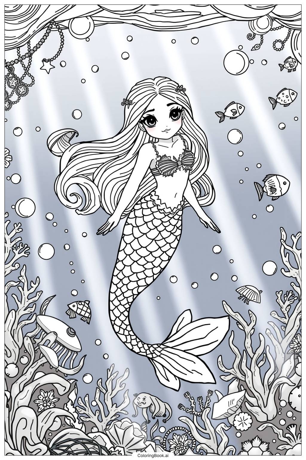 coloring pages of anime mermaids