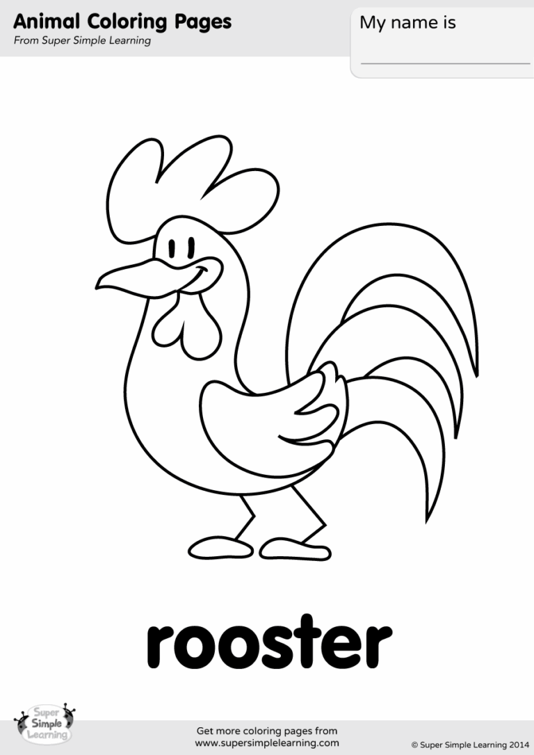 Rooster Coloring Page Super Simple