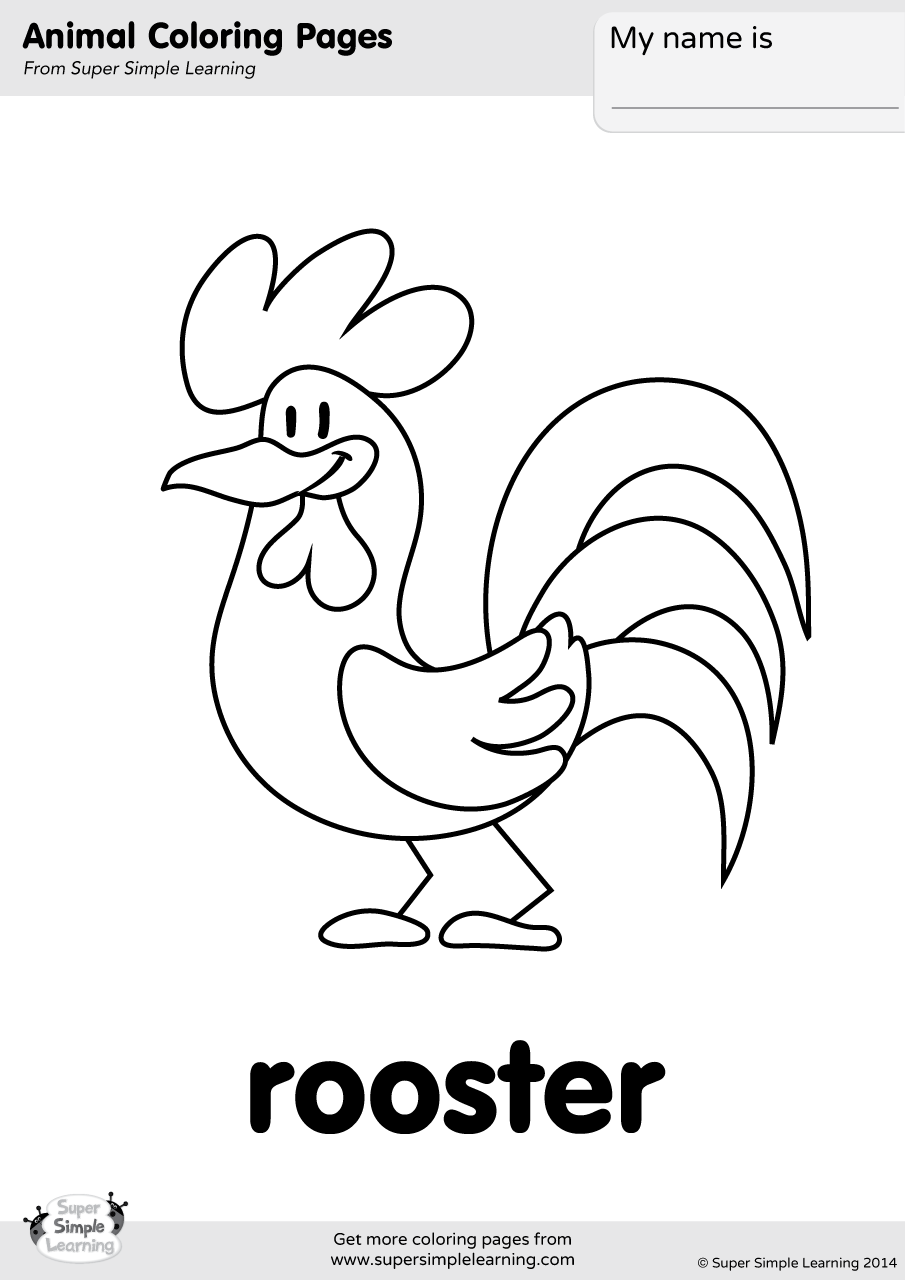 Rooster Coloring Page Super Simple